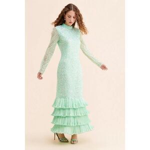 Bhanuni by Jyoti Siren Maxi Dress Blue Sequin Size Small Petite NWT